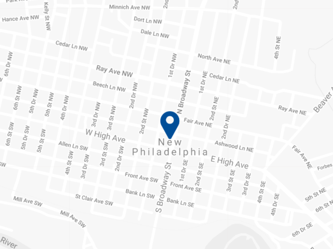 Map to attorney's office in New Philadelphia